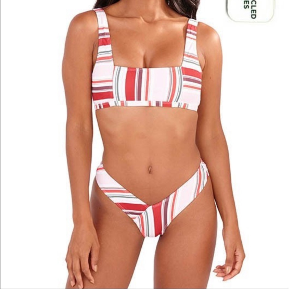 High Cut Striped Bikini Set